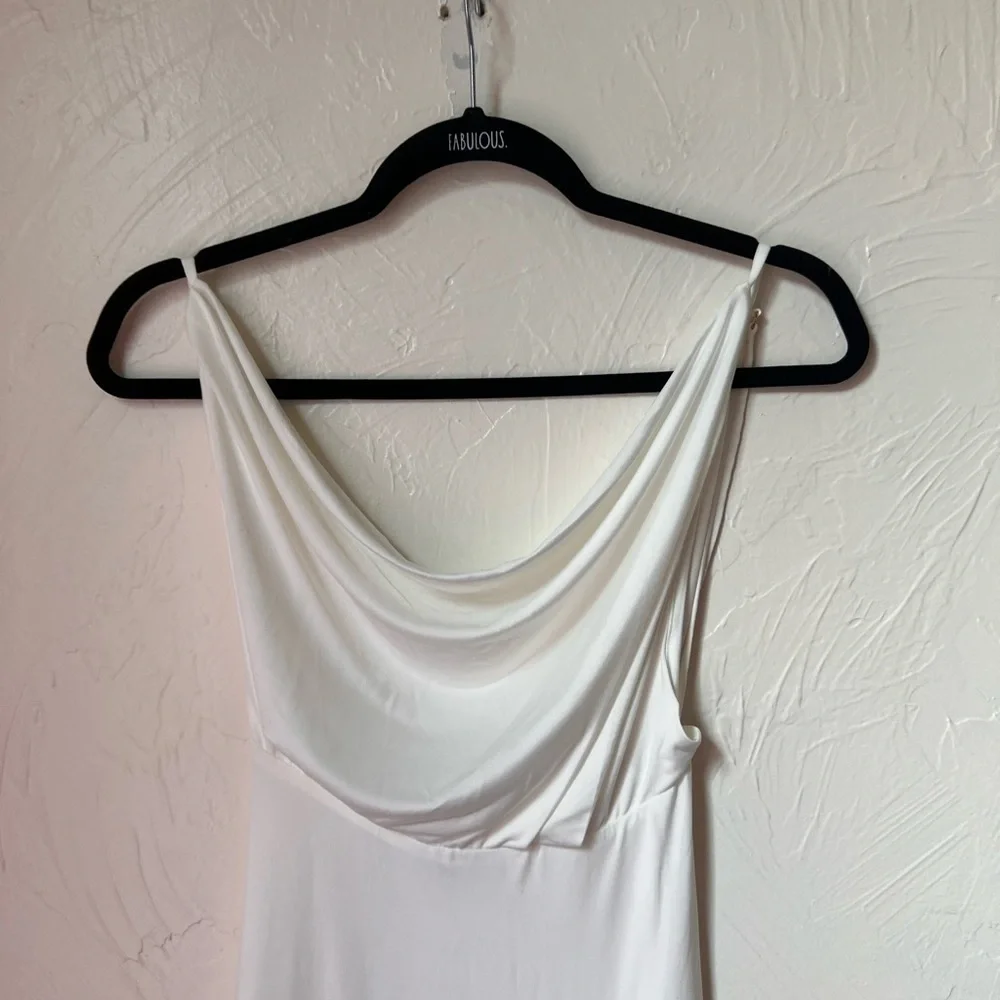 NWT House of CB Samara white drape front dress size S - Picture 3 of 10